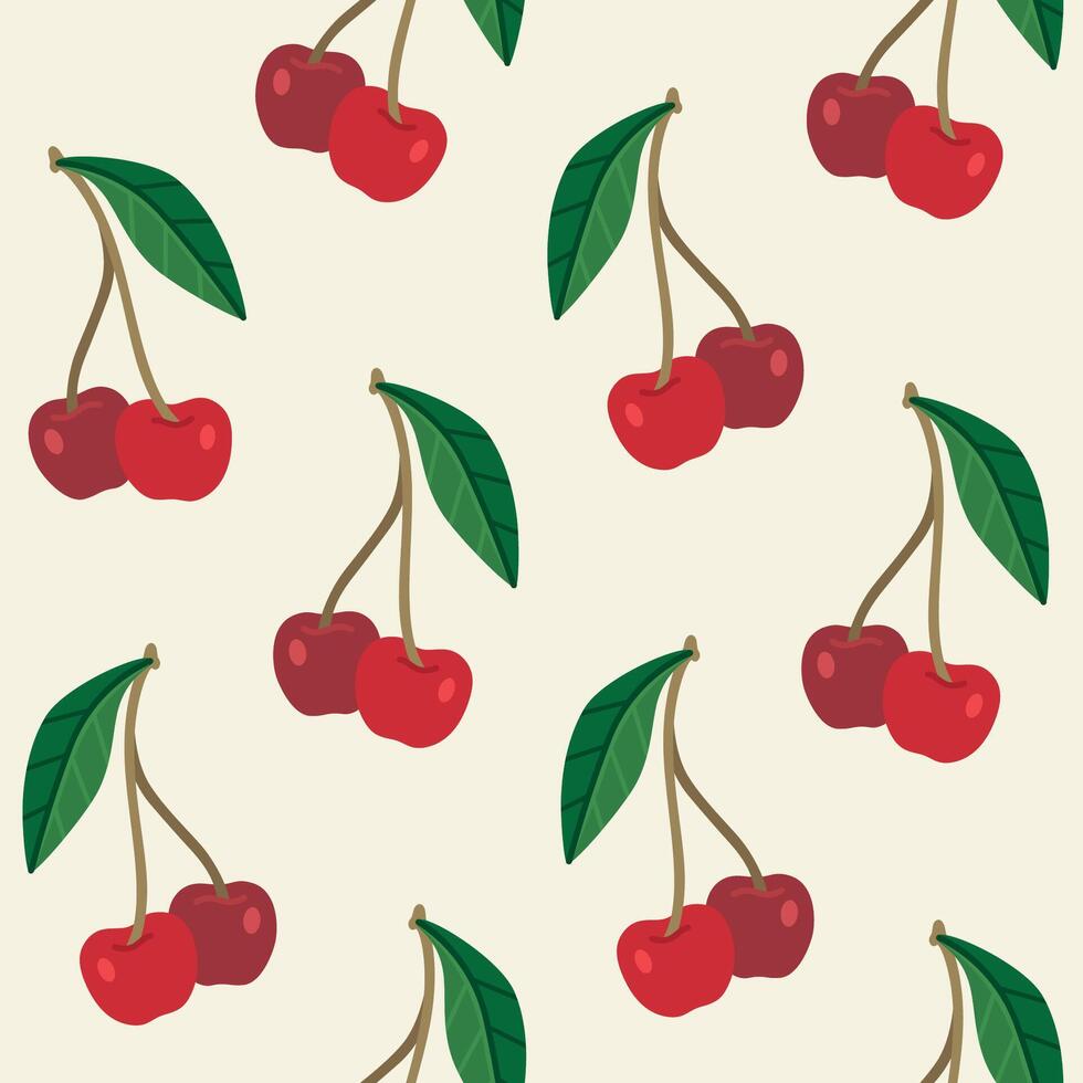 Cherry berries pattern vector