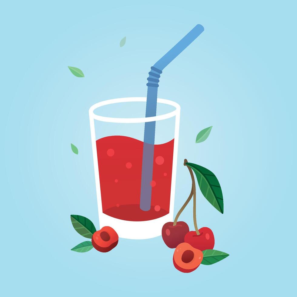 Glass af the cherry berry lemonade vector