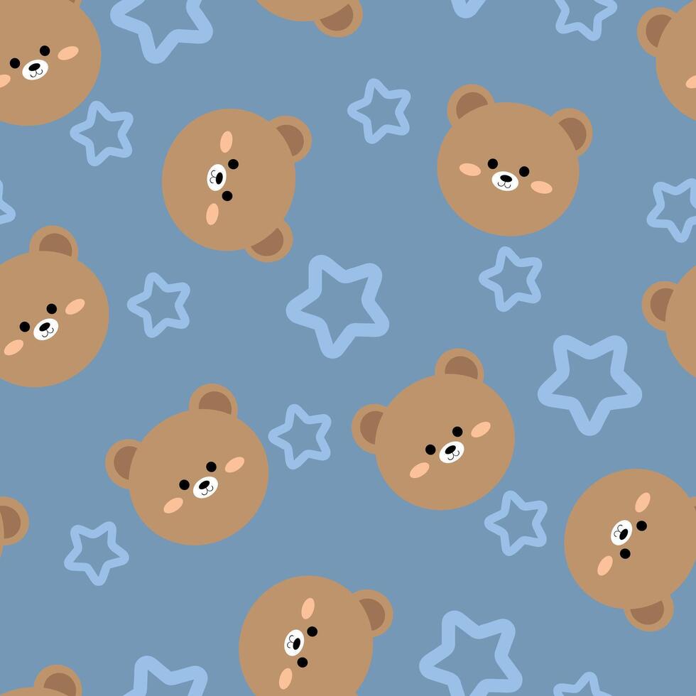 Seamless pattern cartoon cute brown bear. cute wallpaper and animals background vector