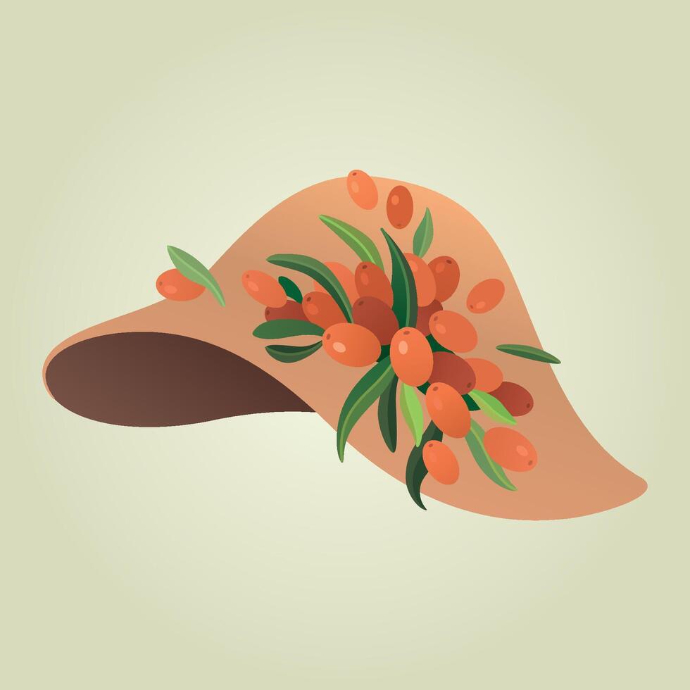 Sea buckthorn berries hat vector
