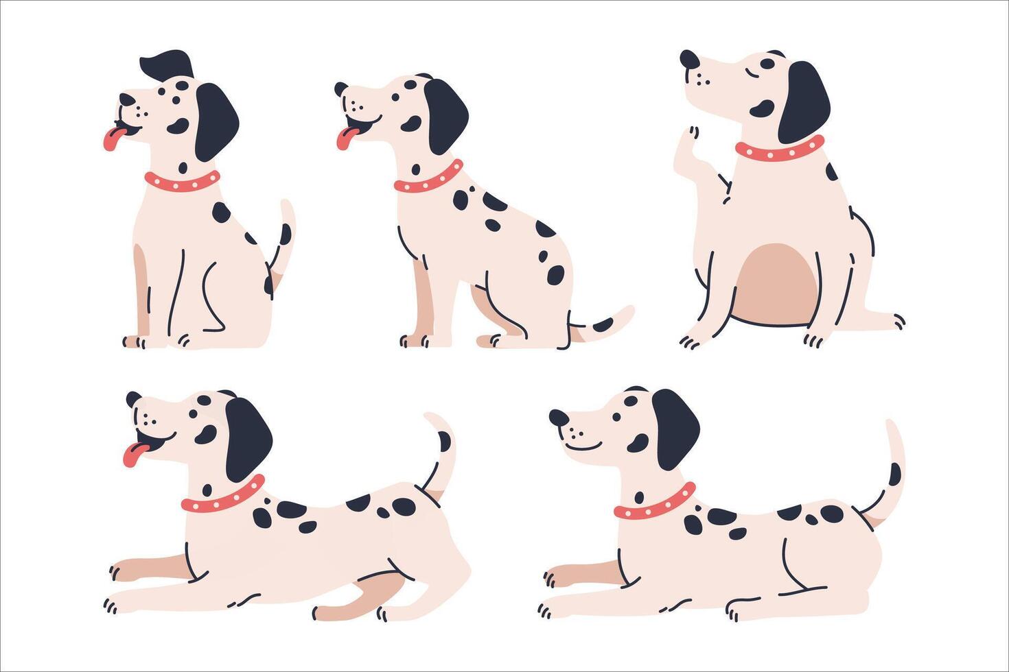 Playful Dalmatian Dog Poses, A Cute Illustration for Various Applications vector