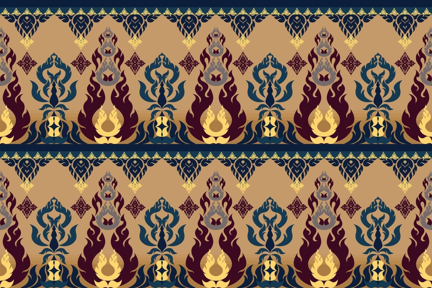 Ancient Thai fabric patterns mixed with Thai and Asian patterns. vector