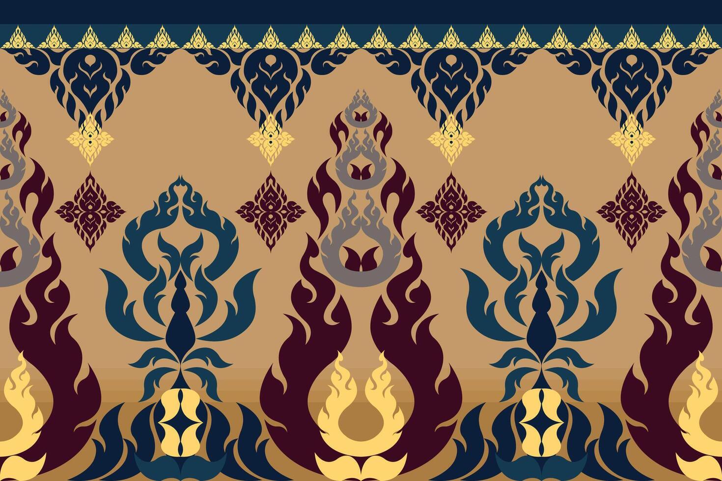Traditional Thai cloth patterns combined with Thai patterns. vector