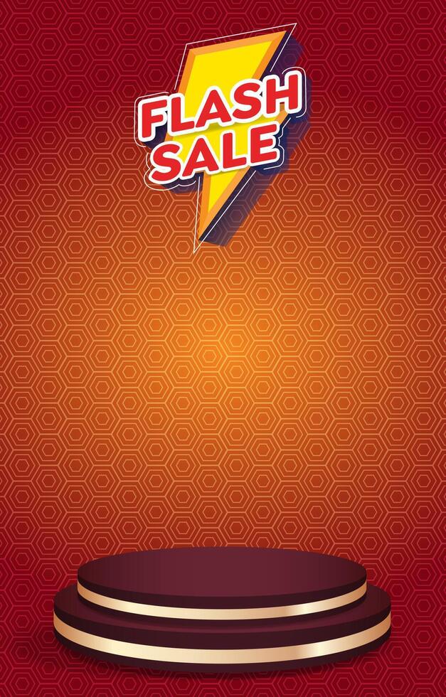 flash sale discount portait template banner with blank space 3d podium for social media feed product sale with abstract gradient orange and red background vector