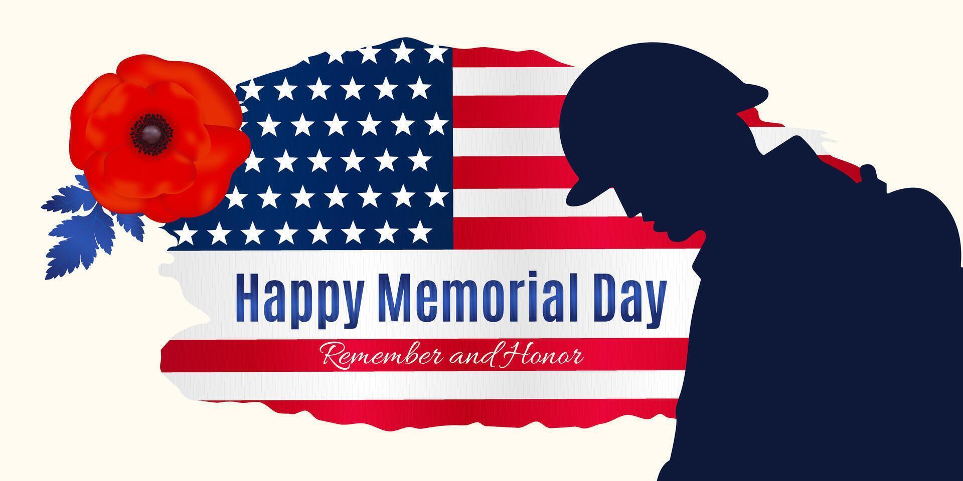 horizontal banner for memorial day in america, veterans day template vector