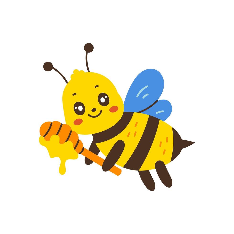 Flying Bee with Honey Stick vector