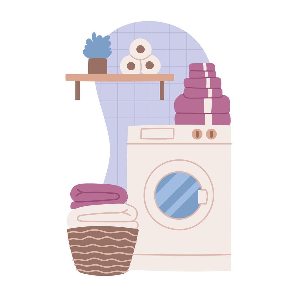 Illustration of bathroom or laundry room interior. Perfect for minimalist designs vector