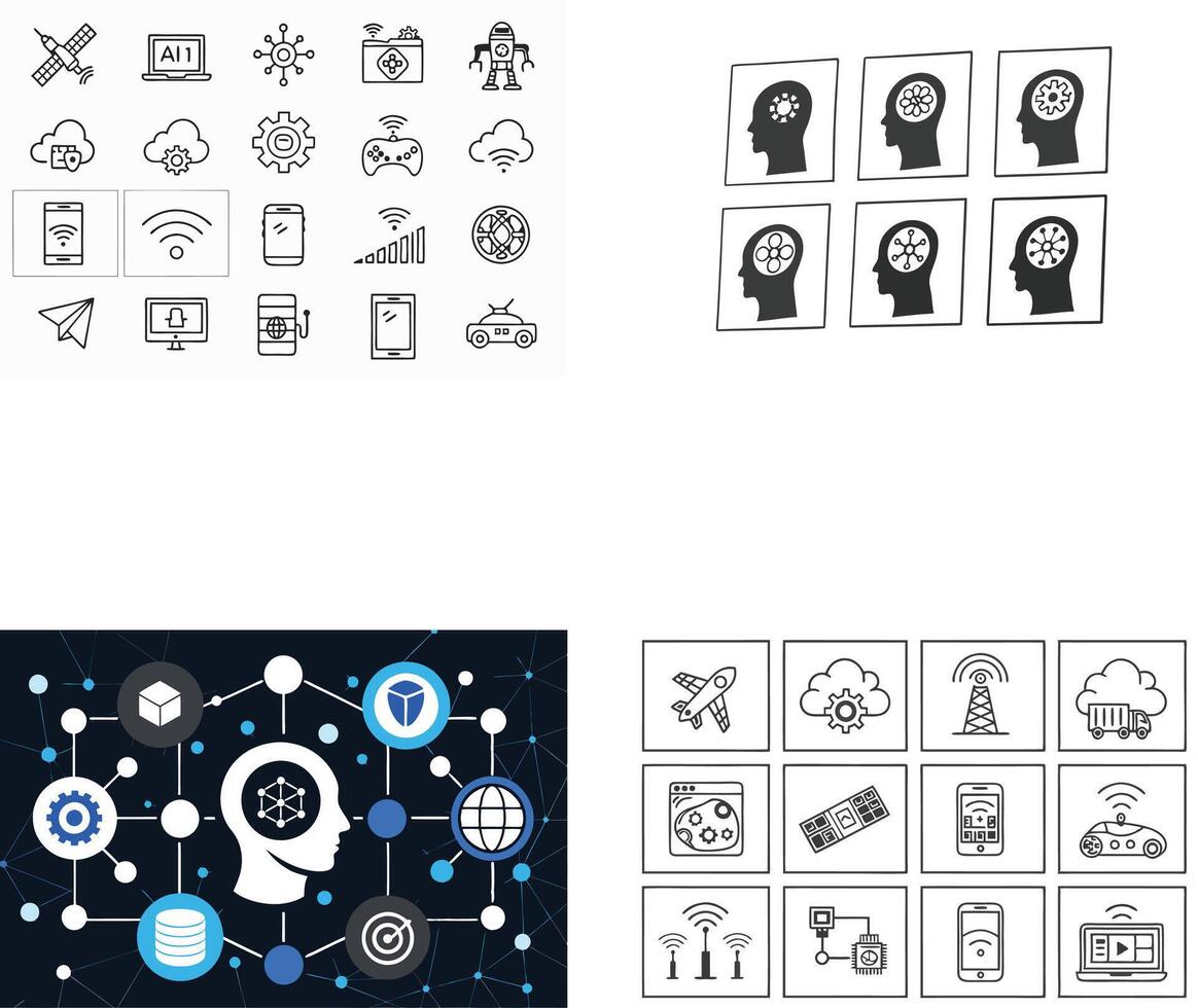 Brain Health and Digital Network and Technology vector