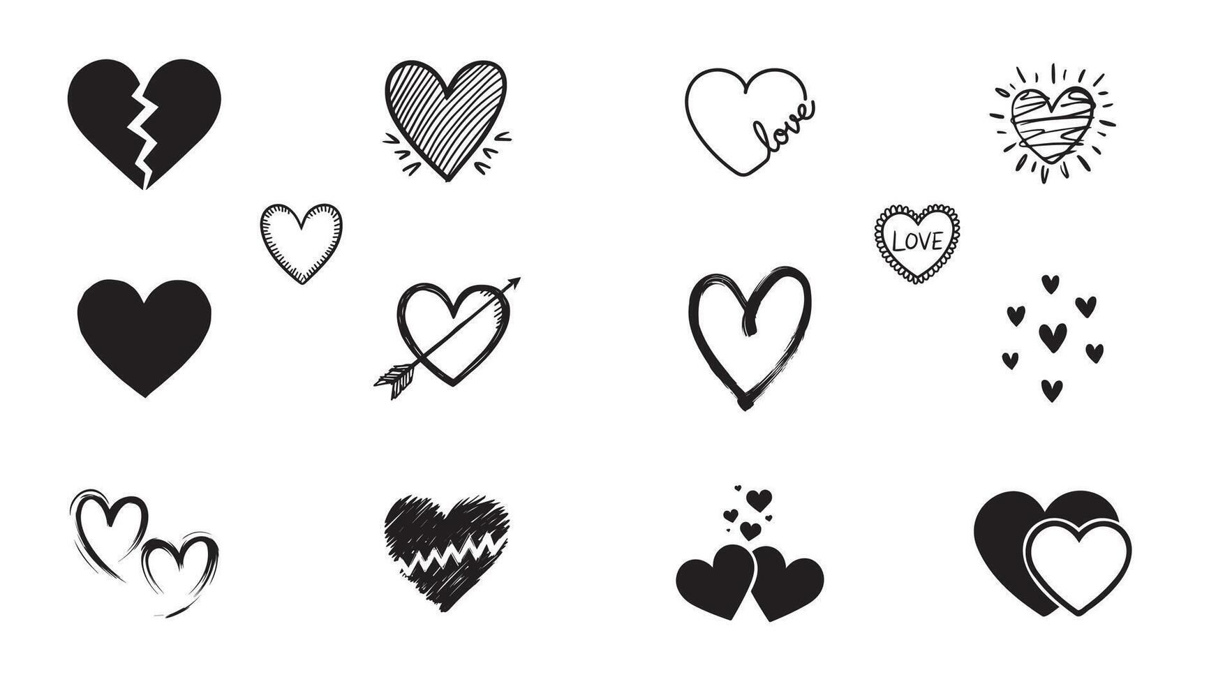 Heart SilhHeart silhouette set, Set of heart icon. vector