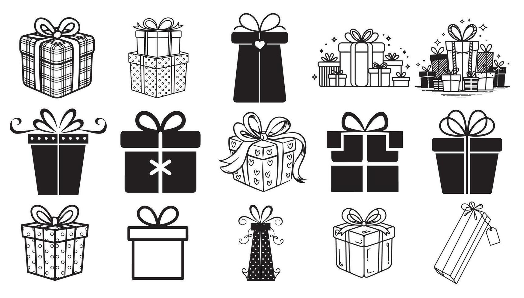 Gift Box Designs with Bows, Ribbons, and Festive Details vector