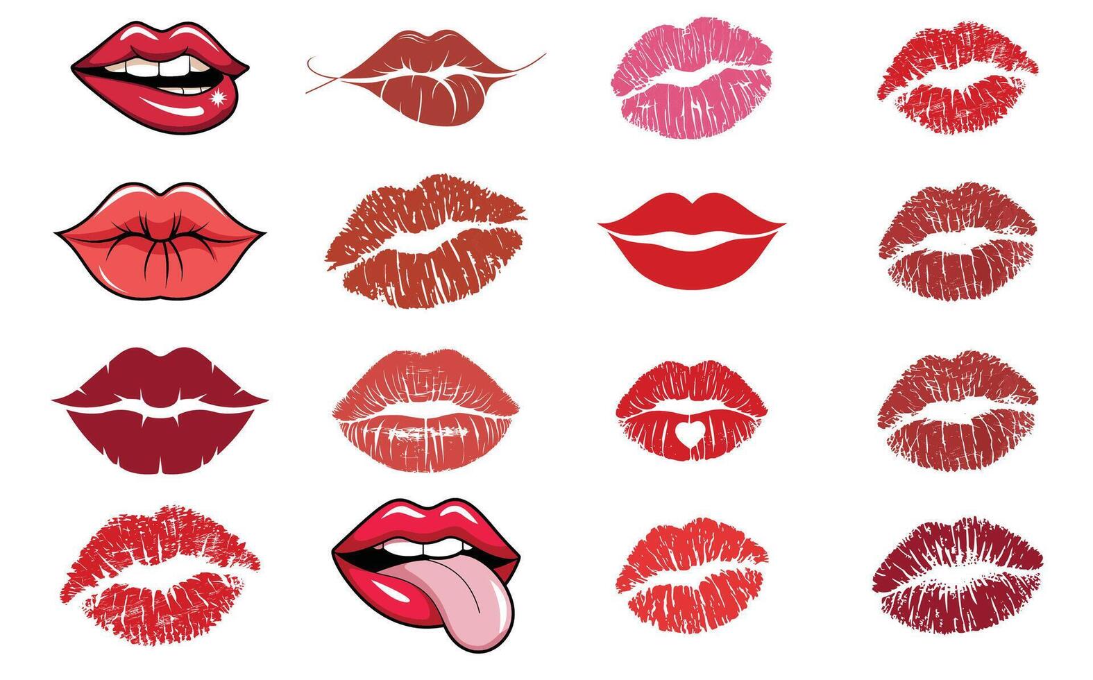 Lip Silhouette bundle, Lip icon Set. vector