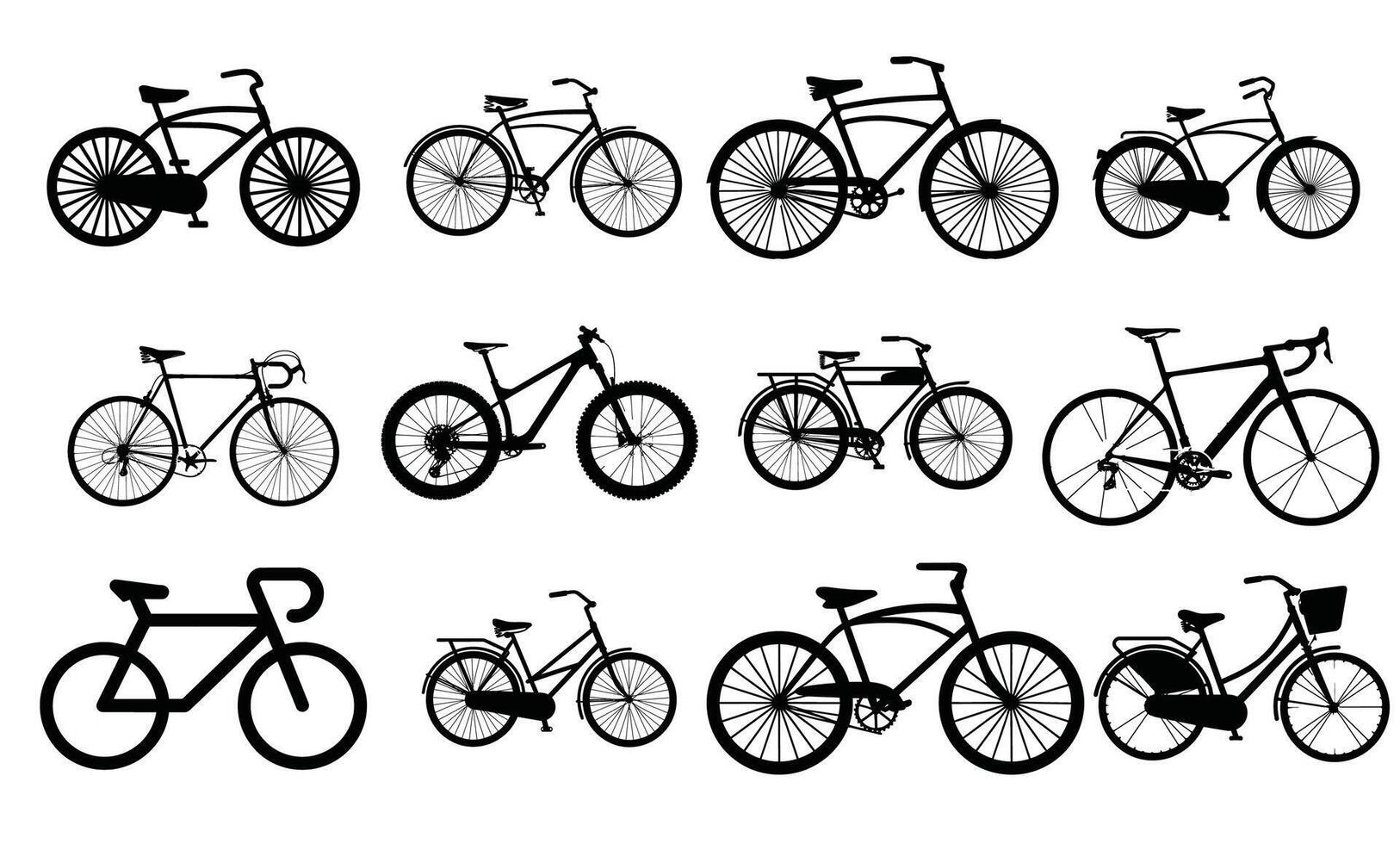 Bicycle Designs with Different Frames, Wheels, and Styles vector