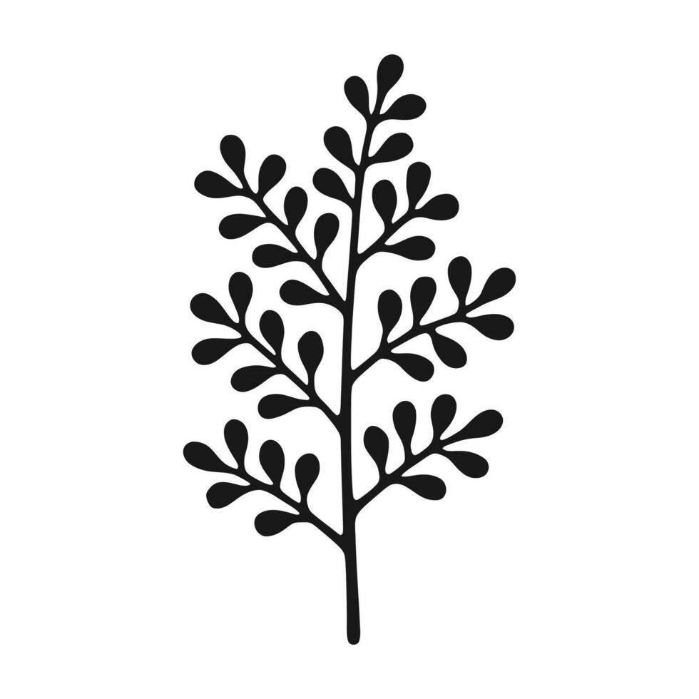 Elegant Botanical Branch Silhouette for Nature and Floral-Themed Designs vector