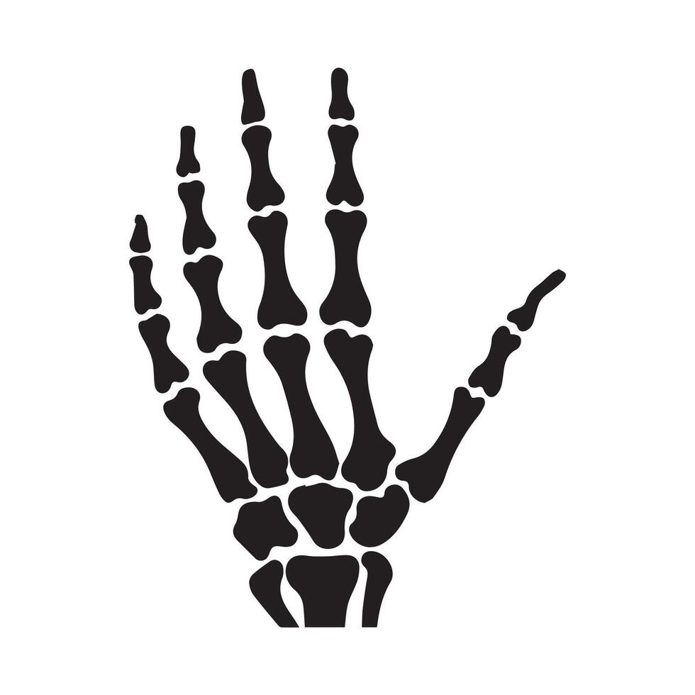 Realistic Skeleton Hand Silhouette for Halloween and Anatomy-Themed Designs vector