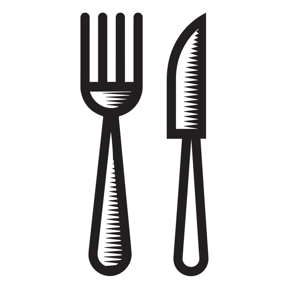 Black Fork and Knife Silhouette vector
