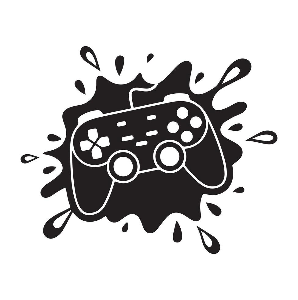 Gaming Controller Silhouette with Splatter Effect for Esports and Gamer-Themed Design vector