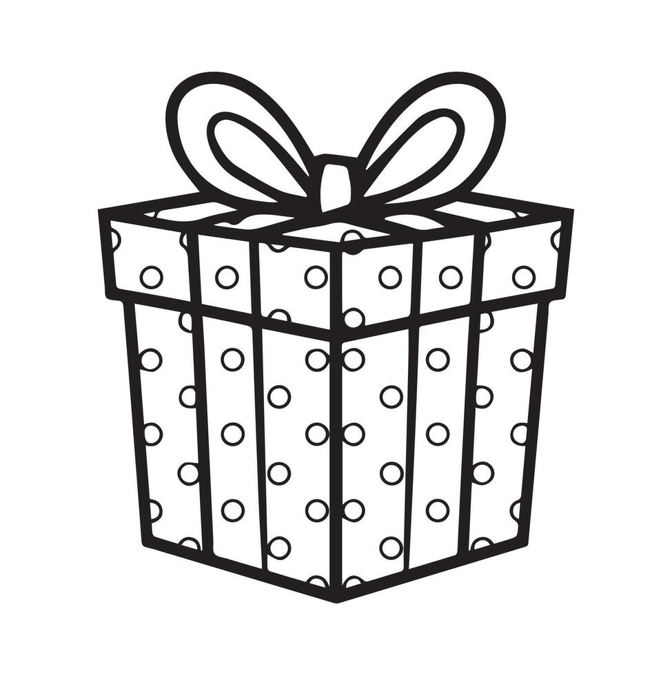 Gift Box Outline with Bow for Celebration and Holiday-Themed Designs vector