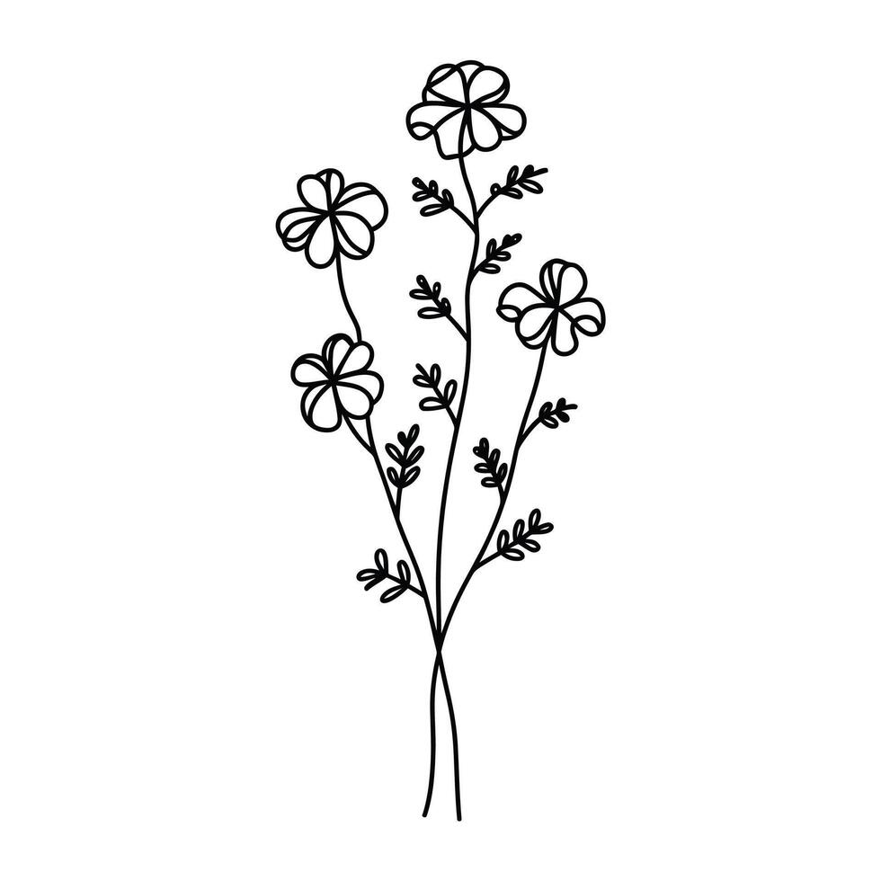 Delicate Floral Line Art for Botanical and Nature-Inspired Designs vector