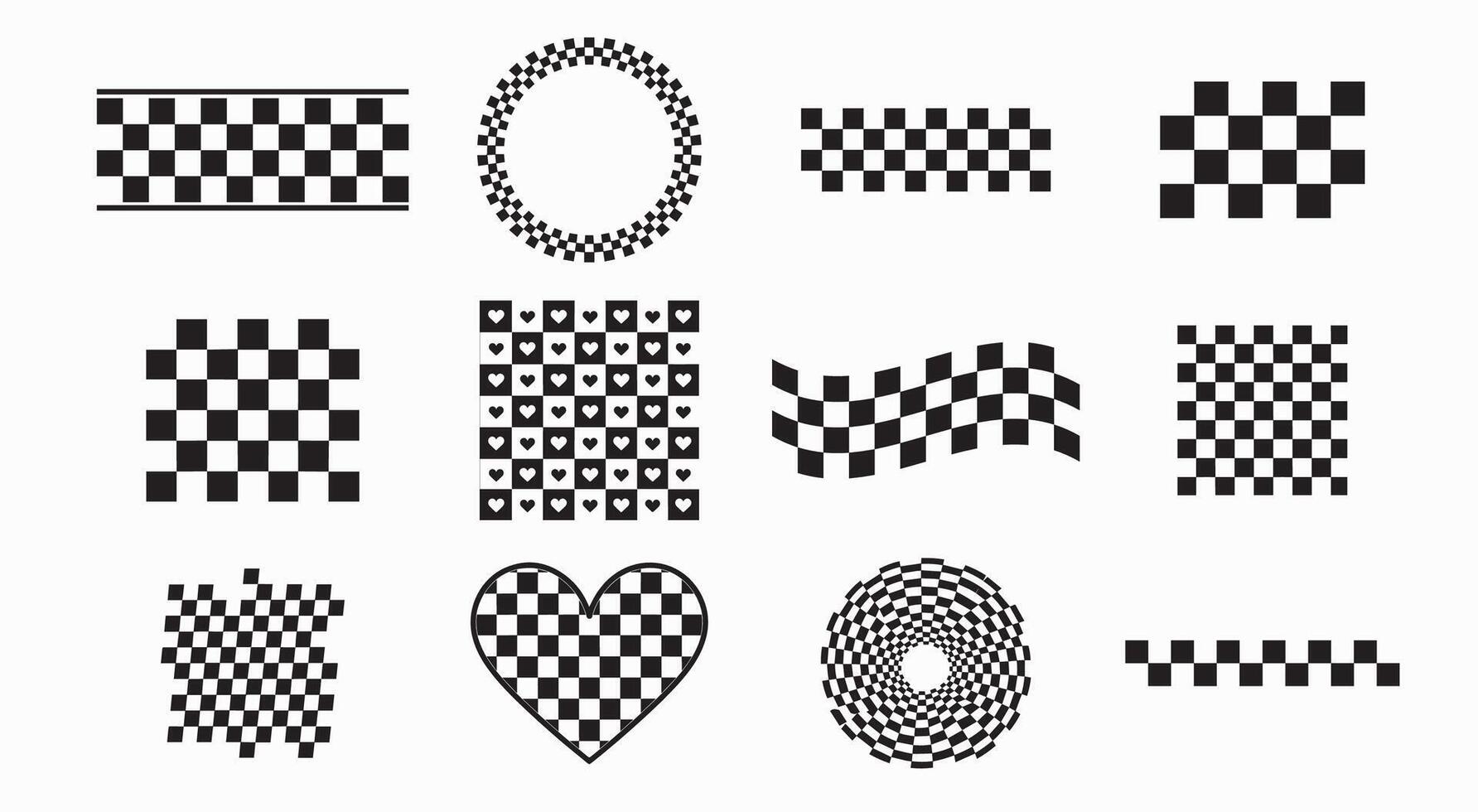 Set of Dynamic and Creative Black and White Checkered Patterns vector