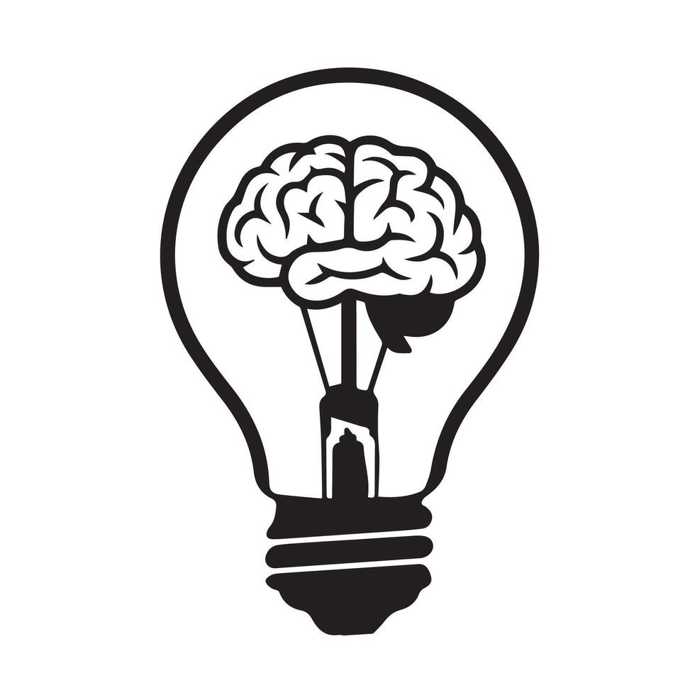 Creative Brain Inside Lightbulb Illustration for Innovation and Idea-Themed Designs vector