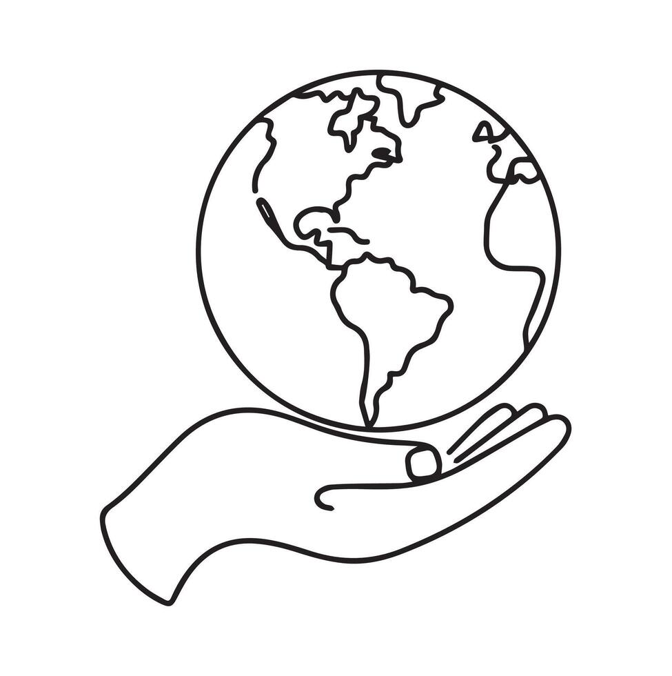 Hand Holding Globe Illustration for Sustainability and Global Awareness Designs vector