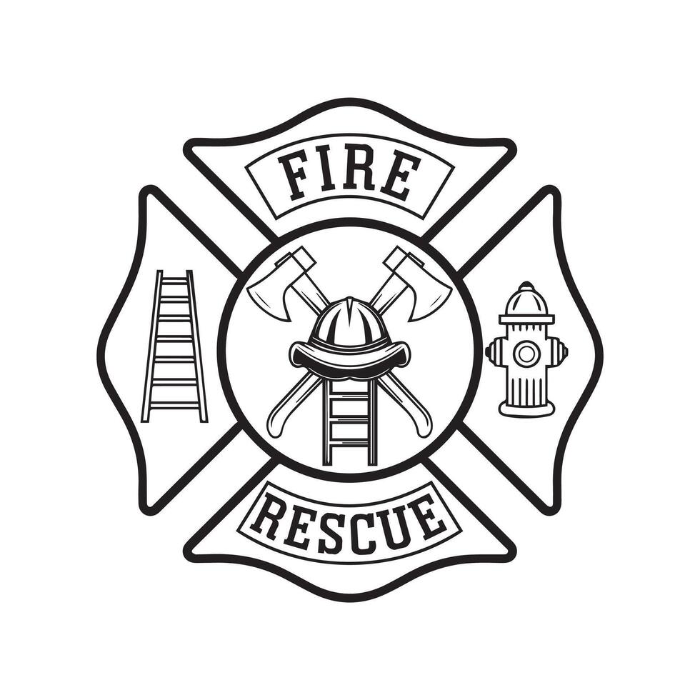 Fire Rescue Emblem Design for Emergency Services and Public Safety Graphics vector