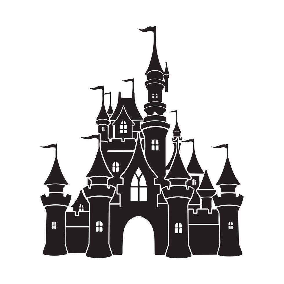 Majestic Castle Silhouette for Fantasy and Fairytale-Themed Designs vector