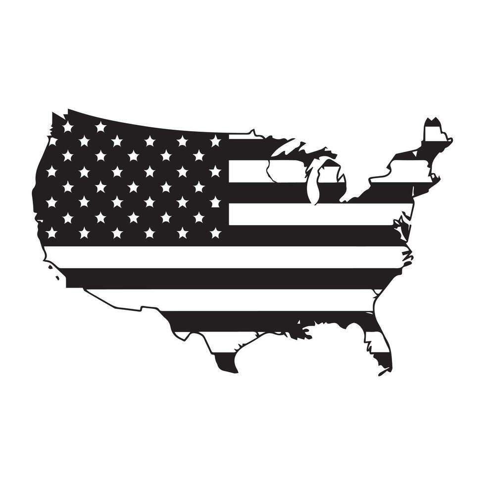 United States Map in American Flag Style vector