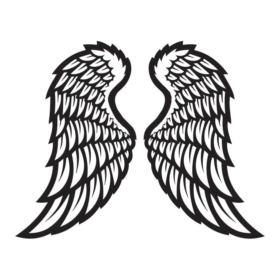 Detailed Angel Wings Illustration for Symbolic and Inspirational Designs vector