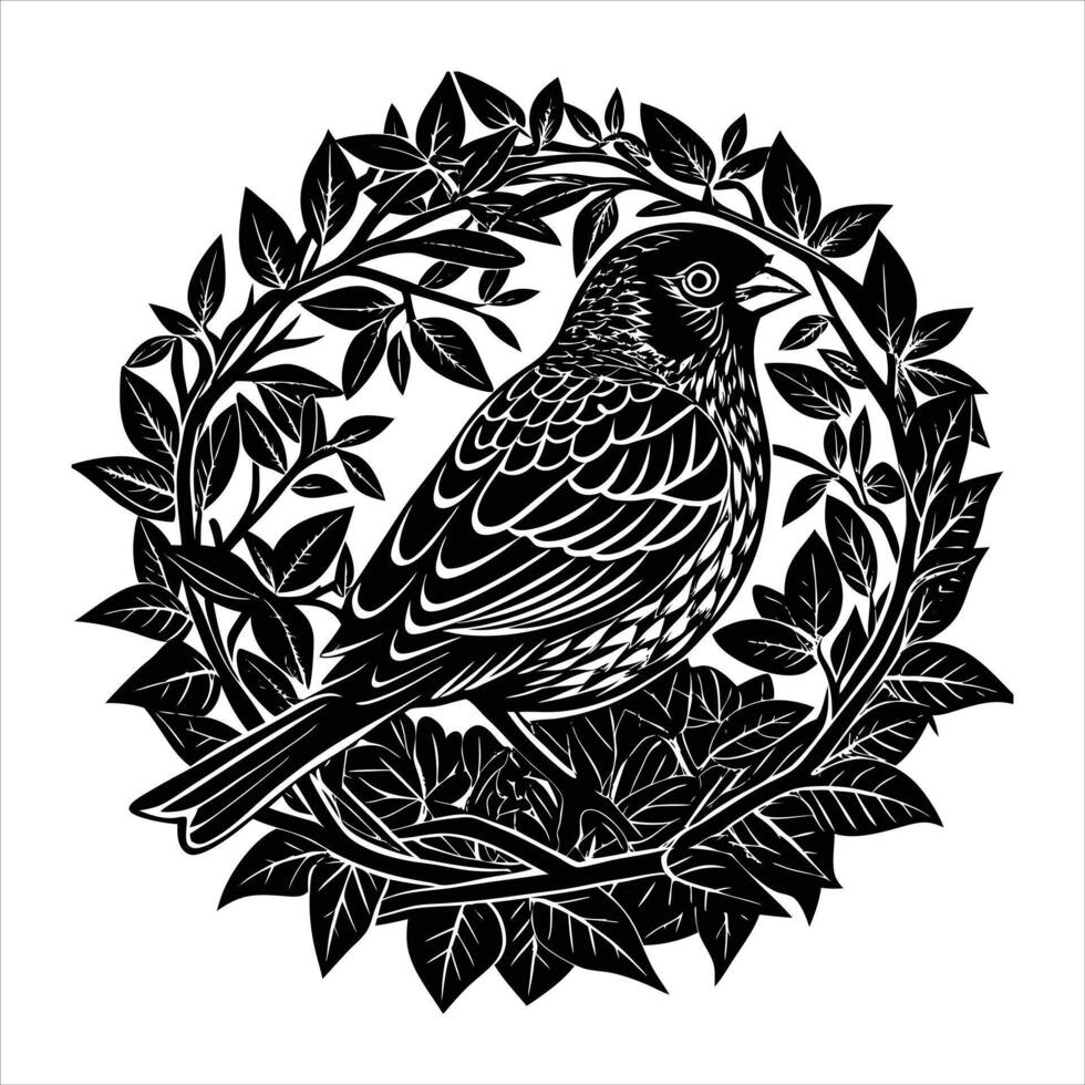 Linocut Bird Stock vector