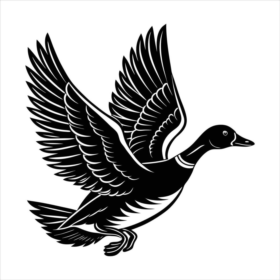 Flying Duck Outline vector