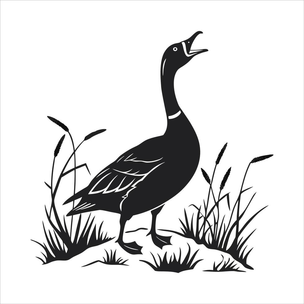 Duck silhouette on white backgro vector