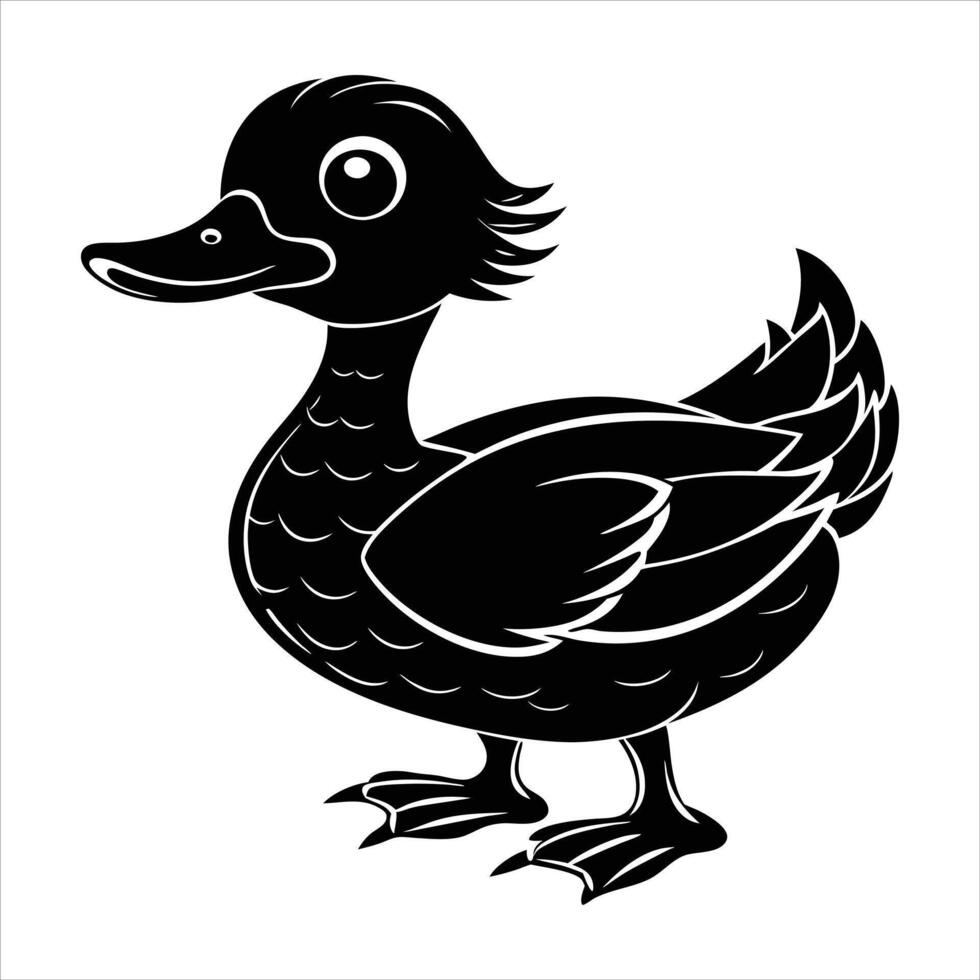 Cute Cartoon Duck Standing vector