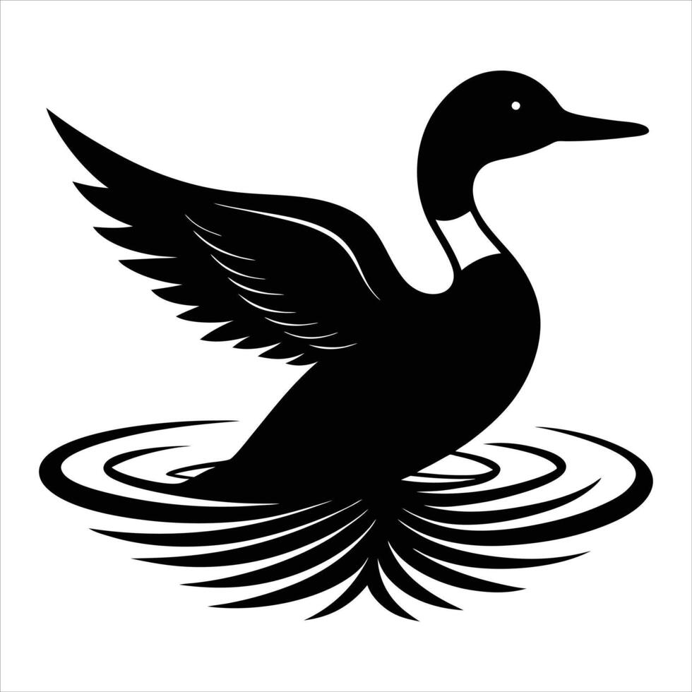 Gliding Swan Serene Silhouette vector