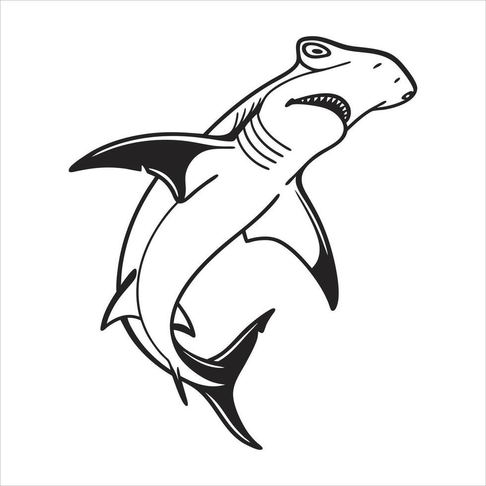 Lineart Hammerhead Shark vector
