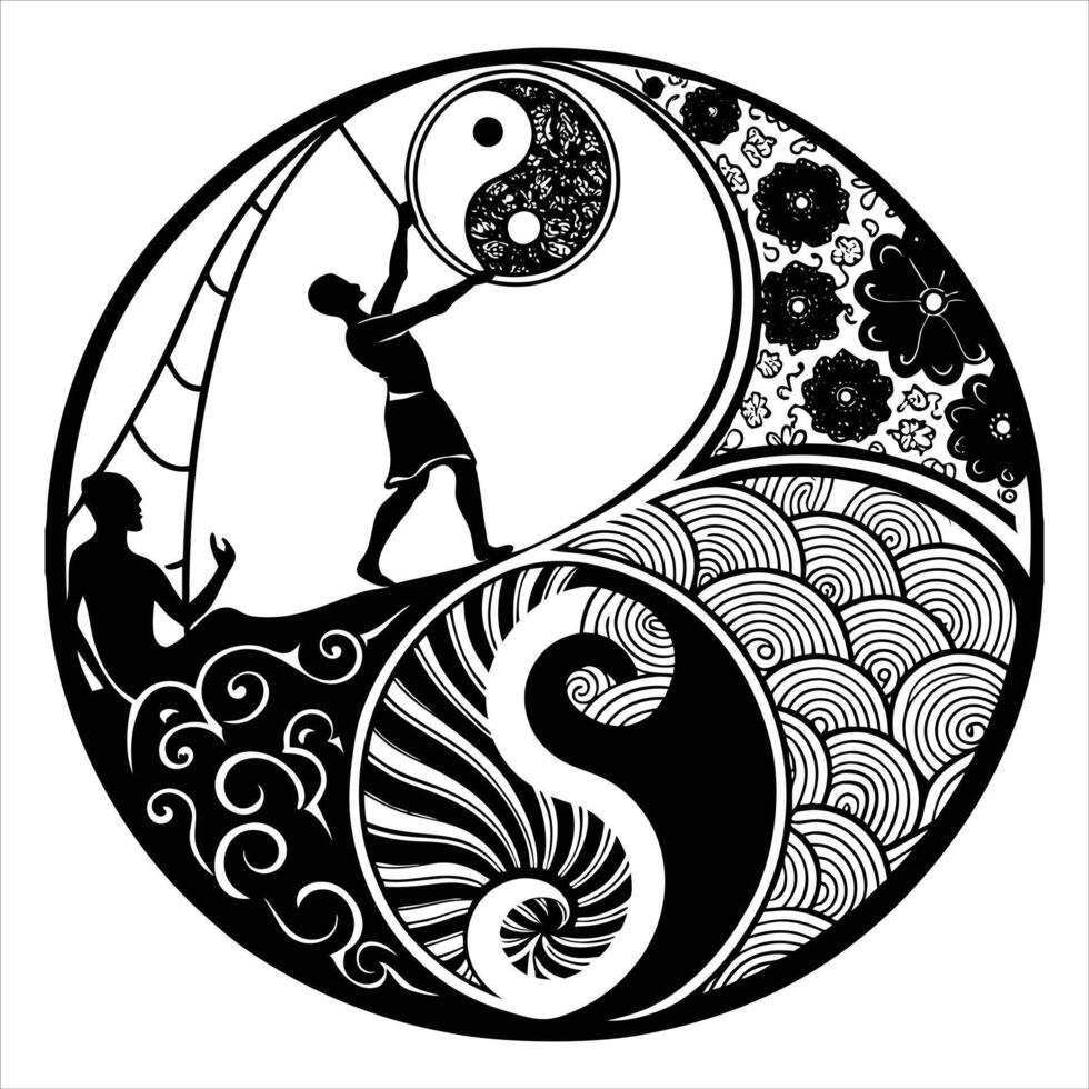 Silhouette Yin Yang vector