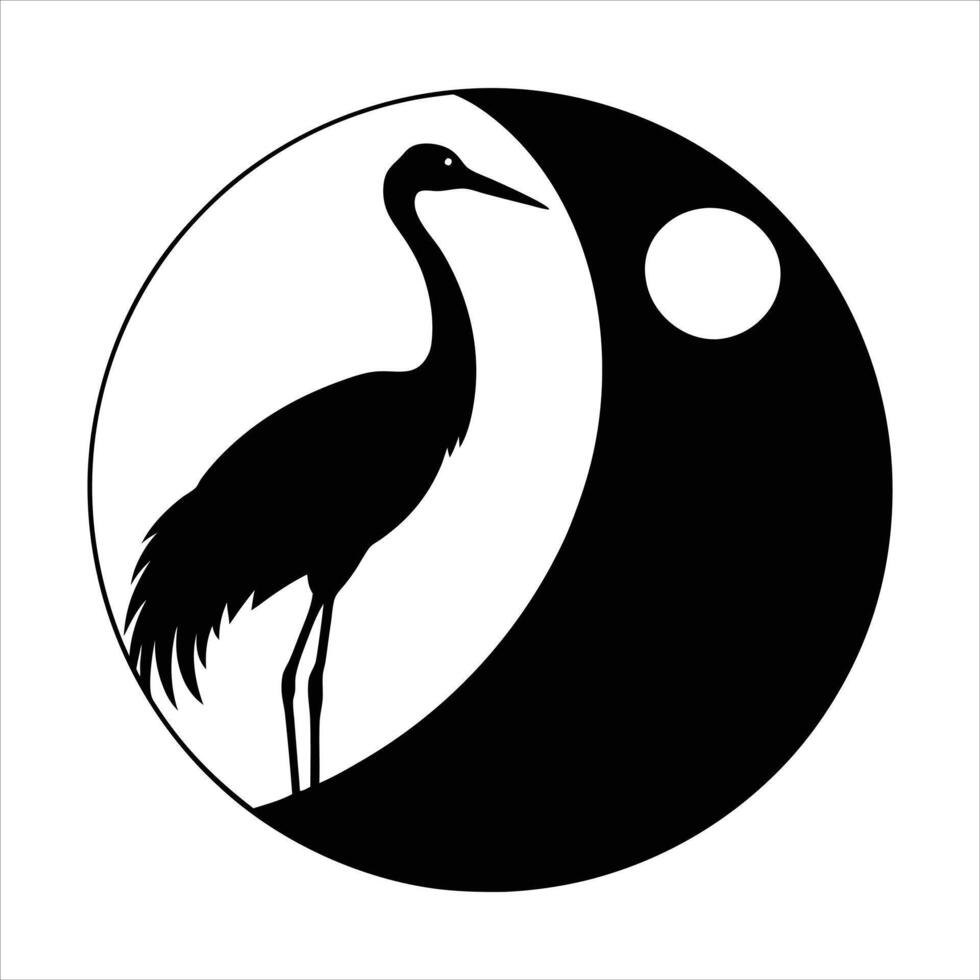 Black Crane Bird Silhouette vector