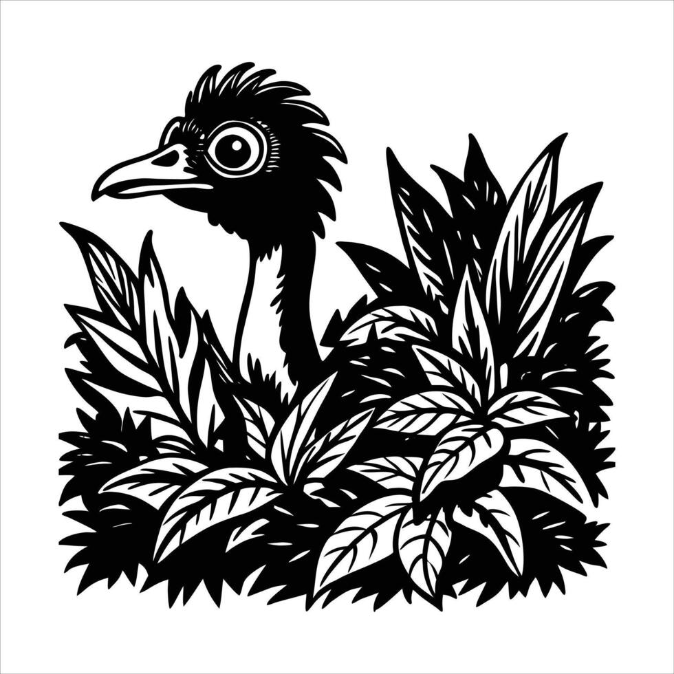 Ostrich Hiding Stock vector