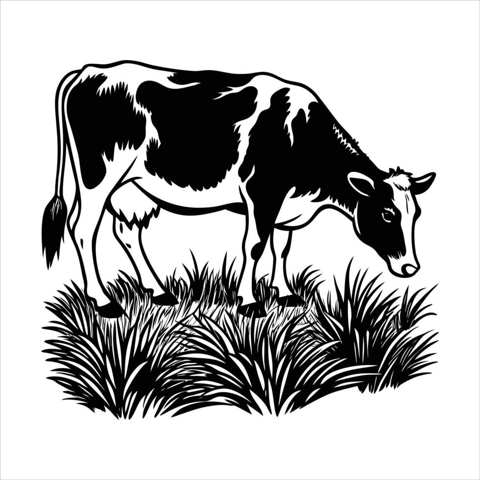 Cow Grazing Silhouette vector