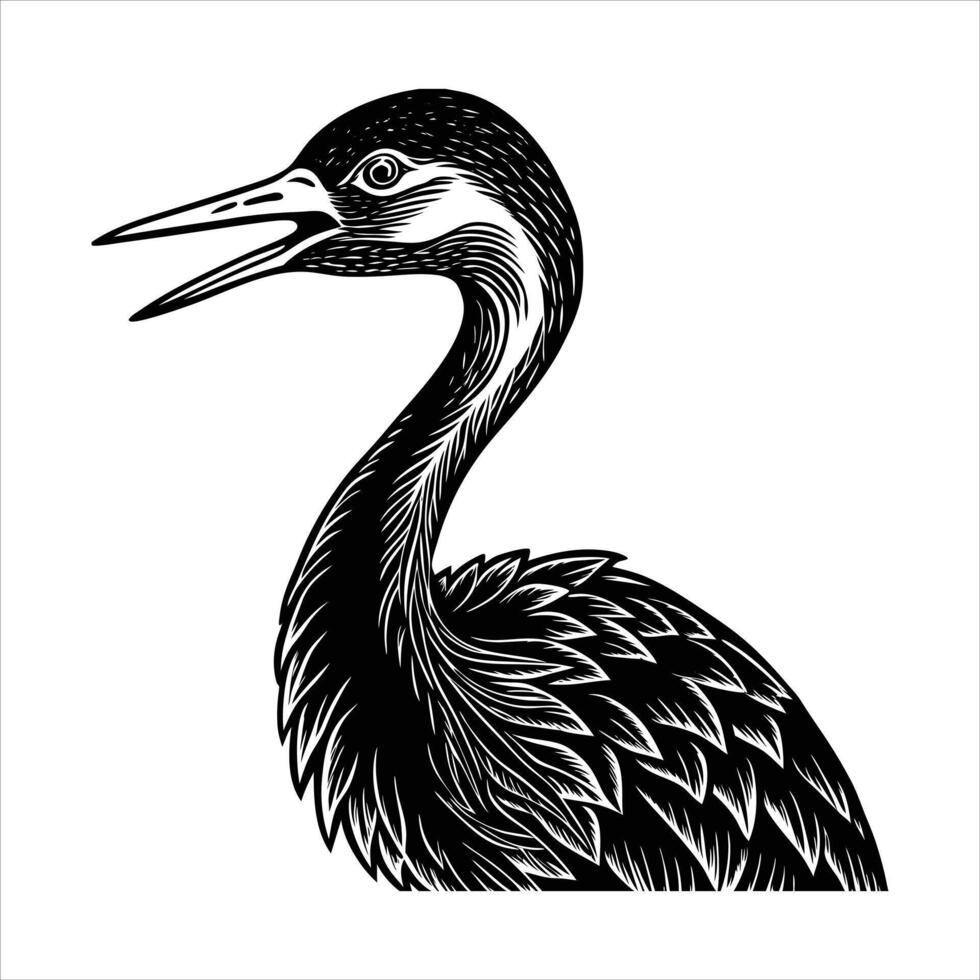 Crane Black and White illustration vector