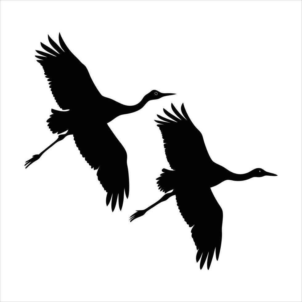 Mass Cranes Flying Together vector