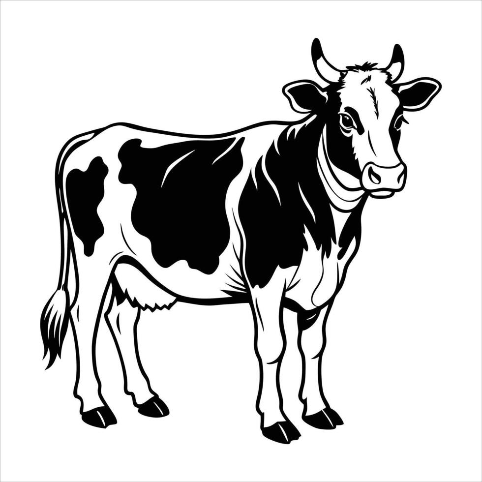 Vibrant Of A Black And White Cow vector