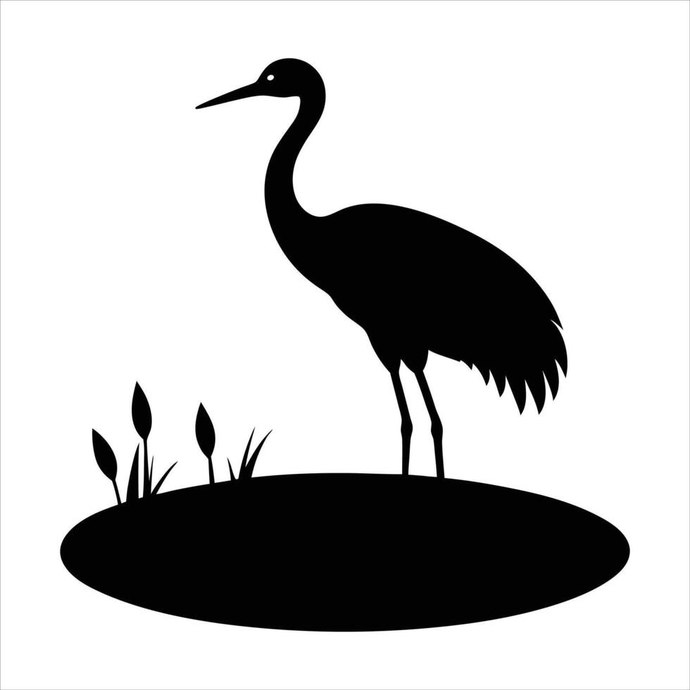 A Crane Standing Gracefully A Wetland vector