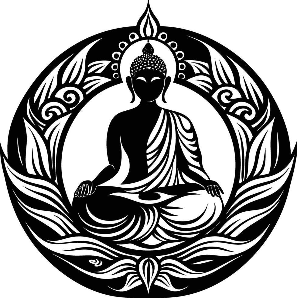 Buddha Silhouette Buddha Purnima vector