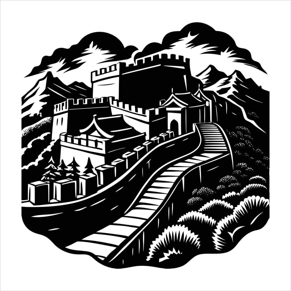Historic China Wall vector