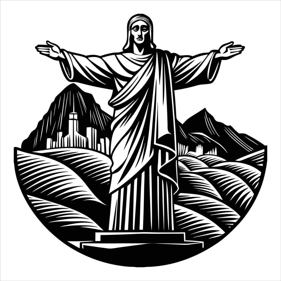 Christ Redeemer Rio De Janeiro vector