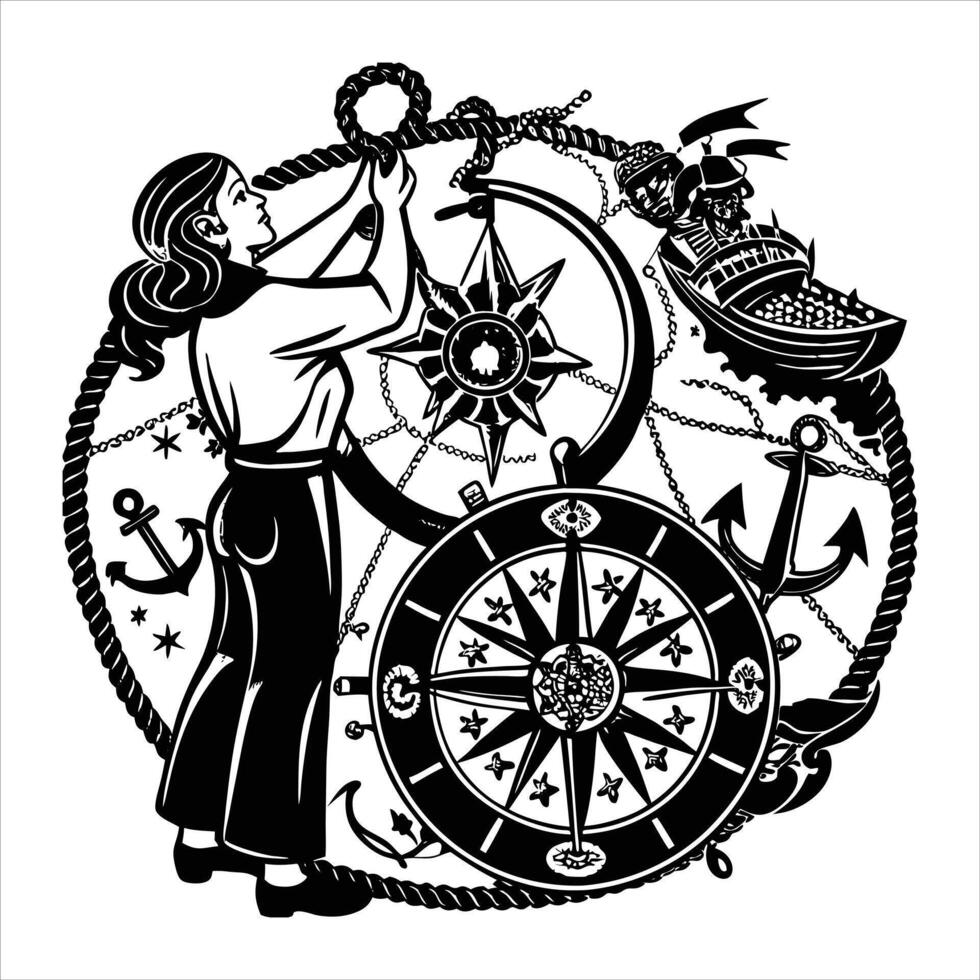 Compass Tattoo Templates Set vector