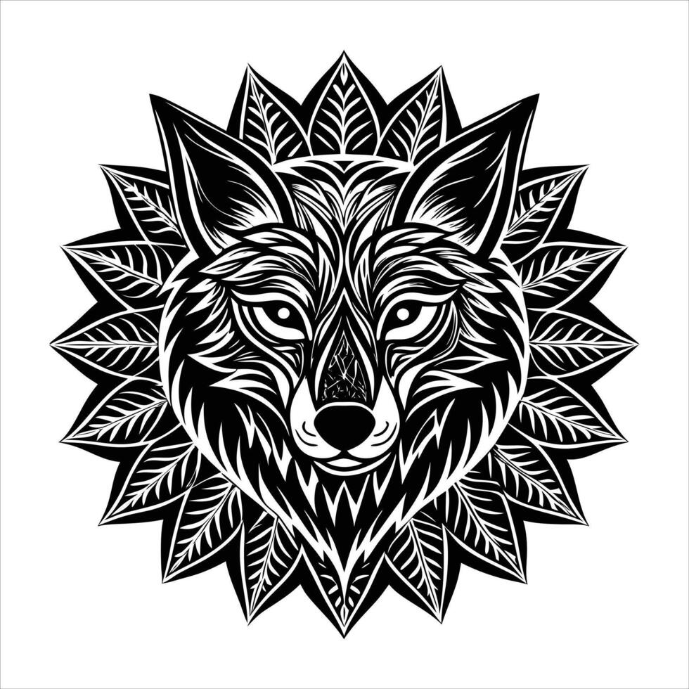 Wolf Face Mandala vector