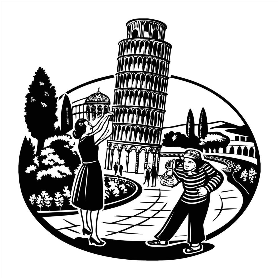 leaning tower of pisa pisa italy vector