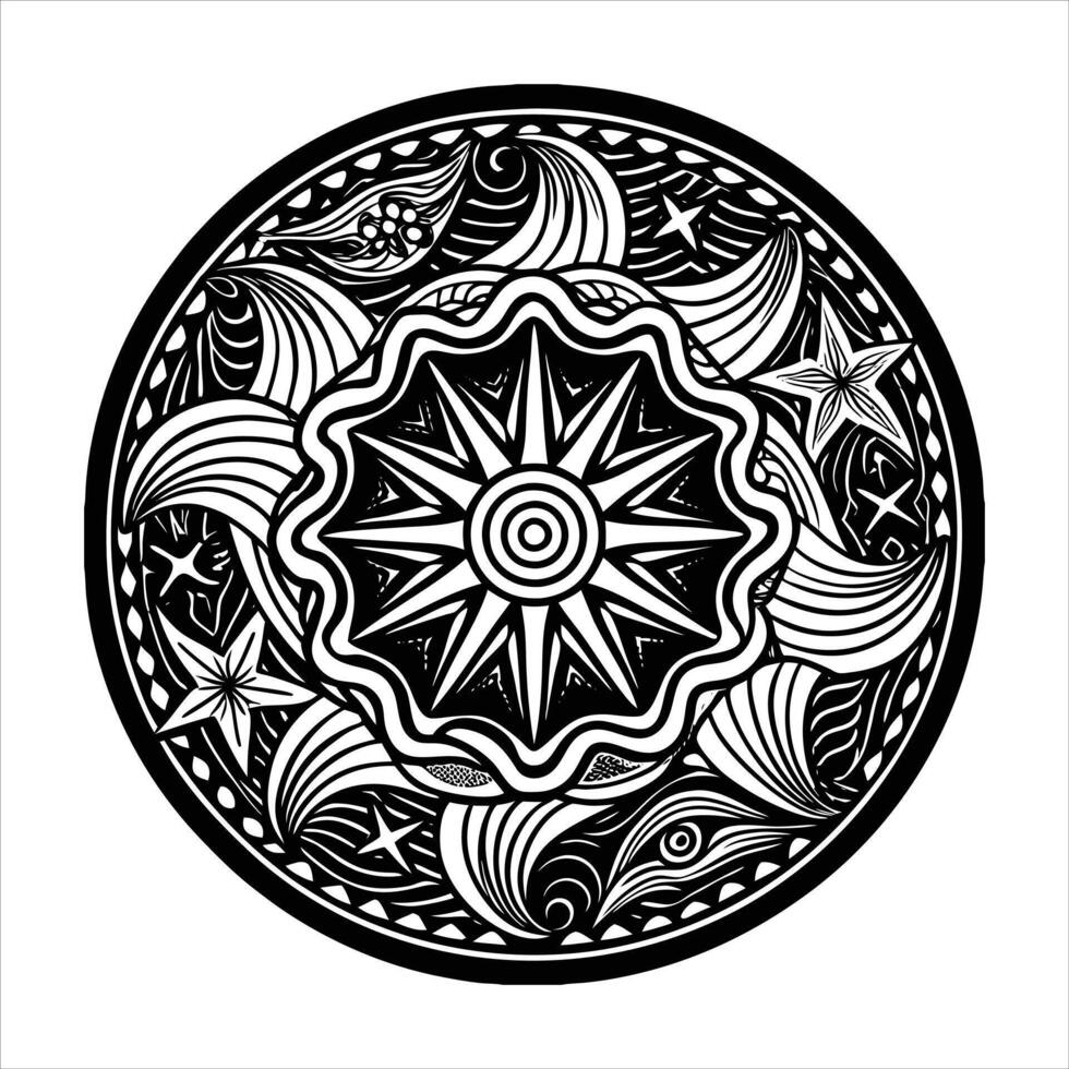 Ocean Themed Mandala vector